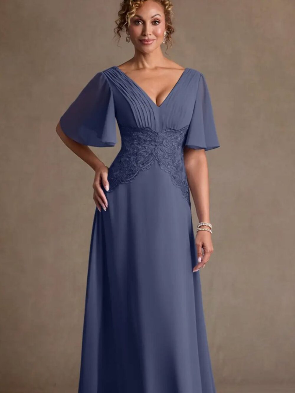 Azazie Milliat  Stormy A-Line Lace Chiffon Dress Size 16 NEW with tags